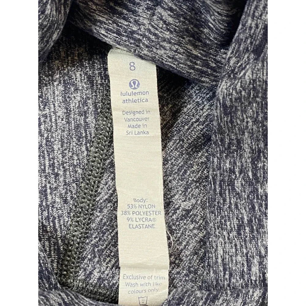 Lululemon Grey Space Dye‎ Mock Neck Long Sleeve Peplum Back Thumbhole Top Size 8